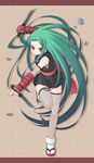  amamiya_minato bad_id bad_pixiv_id brown_eyes fishnets green_hair long_hair ninja solo suzumiya_haruhi_no_yuuutsu tabi thighhighs tsuruya very_long_hair 