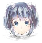  blue_eyes blue_hair blush copyright_request face hair_ribbon ribbon short_twintails smile solo twintails weee_(raemz) 