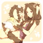  1boy 1girl age_difference animal_ears baby brown_hair bunny bunny_ears chambray diaper eye_contact fire_emblem fire_emblem:_kakusei furry happy looking_at_another midriff mother_and_son navel nintendo rabbit red_eyes smile velvet_(fire_emblem) 