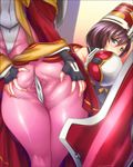  2girls anus ass ass_grab bodysuit huge_ass juana kyoukaisenjou_no_horizon momofuki_rio momofuku multiple_girls tachibana_gin thick_thighs thighs 