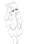  absurdres bow cape greyscale hair_bow highres long_sleeves monochrome omaehadareda-uso sekibanki short_hair skirt solo touhou 