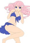  1girl absurdres baka_to_test_to_shoukanjuu bikini blue_eyes breasts busty hair_clip hair_ornament hairclip highres himeji_mizuki legs long_hair lying open_mouth photoshop pink_hair solo swimsuit thighs transparent_background vector_trace 