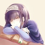  book bookmark closed_eyes grey_hair hairband idolmaster idolmaster_cinderella_girls long_hair long_sleeves sagisawa_fumika shawl sleeping solo zinczinc_ka 