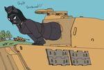  black_panther butt color feline female german hair laura_b&#228;cker laura_b&auml;cker laura_baecker leopard long_hair mammal nazi panther panzerschreck panzerschreckleopard ranged_weapon stuck tank weapon wide_hips world_war_2 