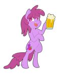  beer_mug berry_punch_(mlp) beverage cappydarn cutie_mark drink equine female feral foam friendship_is_magic fur hair hooves horse liquor looking_at_viewer mammal my_little_pony open_mouth pink_hair plain_background pony purple_eyes smile solo standing tongue 
