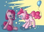  balloon blue_eyes cutie_mark dual_persona duo equine female feral friendship_is_magic fur hair handsockz horse mammal my_little_pony party_horn pink_fur pink_hair pinkamena_(mlp) pinkie_pie_(mlp) pony square_crossover 