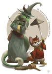 anthro canine cub cute dragon duo fox green_scales hammer hat horn magic_user mammal silverfox5213 sword weapon young 