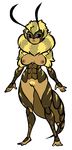  5_fingers 5_toes antennae anthro armor arthropod bee blonde_hair breasts daspyorno female hair insect nude plump_labia pubes pussy toes trials_in_tainted_space wide_hips zil 