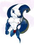  2018 abs anthro biceps body_hair chest_hair clothed clothing fur hair holding_object holding_underwear looney_tunes male mammal mephitid muscular muscular_male nipples pecs pitu_le_pew pubes signature simple_background skunk smile solo standing thong underwear warner_brothers white_background xneobeastx 