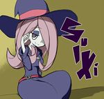  brown_hair character_name hair_over_one_eye hat little_witch_academia long_hair pale_skin smile solo sucy_manbavaran urusugu witch witch_hat 
