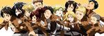  6+boys annie_leonhardt armin_arlert bertolt_hoover black_eyes black_hair blonde_hair boots brown_hair christa_renz connie_springer emblem eren_yeager freckles jacket jean_kirchstein marco_bodt mesushirindaa mikasa_ackerman multiple_boys multiple_girls paradis_military_uniform reiner_braun sasha_braus scarf shingeki_no_kyojin short_hair thigh_strap training_corps_(emblem) ymir_(shingeki_no_kyojin) 