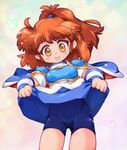  :p arle_nadja armor armored_dress bad_id bad_pixiv_id bike_shorts blue_skirt blush brown_eyes brown_hair capelet from_below half_updo madou_monogatari puyopuyo short_hair shorts shorts_under_skirt skirt smile solo tongue tongue_out zipang_(zip@ng_works) 