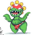  2018 anthro bulge clothing elchilenito flora_fauna front_view human male mammal mario mario_bros navel nintendo open_mouth petey_piranha plant sharp_teeth simple_background slightly_chubby smile solo_focus standing teeth thick_thighs underwear video_games white_background 