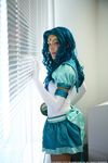  bishoujo_senshi_sailor_moon blue_hair cosplay curly_hair gloves green_hair kaiou_michiru photo sailor_fuku sailor_neptune school_uniform serafuku 