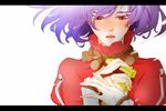  bad_id bad_pixiv_id blush gift kurage letterboxed purple_hair red_eyes rope short_hair slit_pupils solo touhou yasaka_kanako 