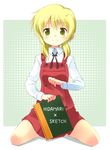  amaa_(chou_dennou_jidai) blonde_hair hidamari_sketch miyako school_uniform sketchbook solo yellow_eyes 