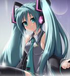  aqua_eyes aqua_hair detached_sleeves hatsune_miku katami_shinta long_hair necktie skirt solo thighhighs twintails very_long_hair vocaloid zettai_ryouiki 