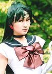  asian bishoujo_senshi_sailor_moon cosplay green_hair long_hair lowres meiou_setsuna photo sailor_fuku sailor_pluto school_uniform serafuku 