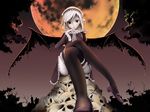  bad_id bad_pixiv_id cloud copyright_request crossed_legs garters gothic mogmog moon night shoes silver_hair sitting skull sky solo thighhighs wings 