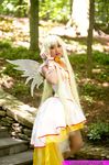  angelicstar blond_hair blonde_hair bow chii chobits clamp cosplay dress lipstick long_dress long_hair makeup photo photo_shoot photograph pigtails pose posing red_lipstick short_twintails twintails wings yellow_dress 