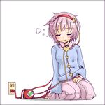  charging electric_plug electric_socket komeiji_satori lowres oekaki parody pink_hair seki_(red_shine) sleeping solo touhou white_background 