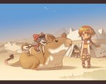  :3 bad_id bad_pixiv_id blade_(galaxist) blush braid brown_hair cat desert letterboxed long_hair mouse pixiv_fantasia pixiv_fantasia_3 pointy_ears riding tent 