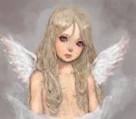  angel angel_wings bad_id bad_pixiv_id blonde_hair child copyright_request flat_chest long_hair nude pon solo wings 