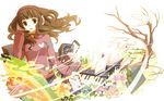 bad_id bad_pixiv_id bare_tree bird book brown_eyes brown_hair cd copyright_request dove earmuffs flower instrument keyboard_(instrument) long_hair luggage music musical_note open_mouth shiramori_yuse solo speaker sweater tree wavy_hair 