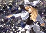  blonde_hair braid hakui_ami hat kirisame_marisa long_hair looking_back solo star touhou witch_hat yellow_eyes 