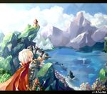 armor fantasy hikariz landscape lord_knight male_focus ragnarok_online scenery solo white_hair 