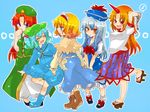  alice_margatroid bad_id bad_pixiv_id blonde_hair blue_eyes blue_hair braid chain china_dress chinese_clothes dress fang hair_bobbles hair_ornament hairband hat hong_meiling horn hoshiguma_yuugi kamishirasawa_keine kawashiro_nitori key long_hair multiple_girls polka_dot polka_dot_background red_eyes red_hair sandals short_hair takamura touhou twin_braids twintails two_side_up yellow_eyes 