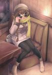  braid brown_hair glasses hat kazu legs ogata_rina pantyhose scarf skirt solo white_album 