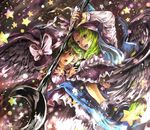  :o bad_id bad_pixiv_id blonde_hair bow fuji_warabi green_hair hat hat_bow kirisame_marisa mima mini-hakkero multiple_girls staff star touhou wings witch_hat wizard_hat 