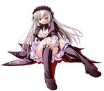  boots breasts cleavage doll_joints dress frills gucchi hairband knee_boots long_hair medium_breasts purple_eyes rozen_maiden silver_hair solo suigintou 