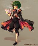  androgynous antennae arai_kuma bad_id bad_pixiv_id cape green_eyes green_hair magazine reverse_trap short_hair solo touhou wriggle_nightbug 