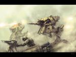  armor battle copyright_request fire firing gun mecha mozuo soldier walker weapon 