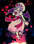  bat_wings hat purple_hair red_eyes remilia_scarlet short_hair solo touhou tsuneaki_(dosnan) wings wrist_cuffs 