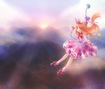  bad_id bad_pixiv_id flying highres ibuki_suika light mountain neme sky solo sun touhou 