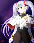  amraam120c blue_hair hoshino_ruri kidou_senkan_nadesico kidou_senkan_nadesico_-_prince_of_darkness long_hair pantyhose skirt solo twintails uniform yellow_eyes 