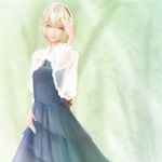  alice_margatroid blonde_hair capelet dress hairband hands realistic short_hair solo touhou walkalone white_capelet yellow_eyes 