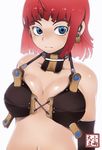  bad_id bad_pixiv_id blue_eyes bra breasts cleavage collarbone copyright_request earrings elbow_gloves gloves jewelry kosame_daizu large_breasts lingerie red_hair short_hair solo underwear 