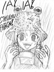  bad_id bad_pixiv_id cthulhu cthulhu_mythos empty_eyes greyscale hat mizunagi_kry monochrome moriya_suwako parody pyonta solo touhou 