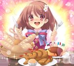  brown_hair flag flyable_heart food game_cg inaba_yui itou_noiji japanese_flag short_hair shrimp shrimp_tempura solo tempura 