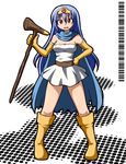  bad_id bad_pixiv_id barcode blue_hair boots cape chiki_(chikibw) circlet dragon_quest dragon_quest_iii elbow_gloves gloves long_hair red_eyes sage_(dq3) skirt solo staff 
