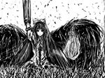  bad_id bad_pixiv_id bangs greyscale monochrome namonaiteidono reiuji_utsuho solo touhou 