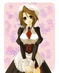  bad_id bad_pixiv_id brown_eyes brown_hair hat maid matsuda_(louol) shannon solo tattoo umineko_no_naku_koro_ni 