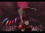  blonde_hair fang flandre_scarlet hat kanato moon one_side_up red_eyes ribbon skirt solo touhou wings 