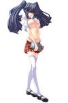  blue_hair book breasts brown_eyes highres impossible_clothes impossible_shirt large_breasts original school_uniform shirt solo thighhighs torisan twintails 