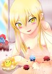  1girl artist_request bakemonogatari bath blonde_hair blush fang female flat_chest flower long_hair looking_at_viewer monogatari_(series) nipples nisemonogatari oshino_shinobu pixiv_manga_sample pointy_ears resized shinobu_oshino slit_pupils small_breasts solo water wet yellow_eyes 