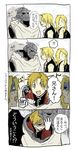  ahoge alphonse_elric blonde_hair brothers coat conqueror_of_shambala edward_elric fullmetal_alchemist gloves long_hair multiple_boys ponytail riru shirt siblings smile time_paradox translated yellow_eyes 